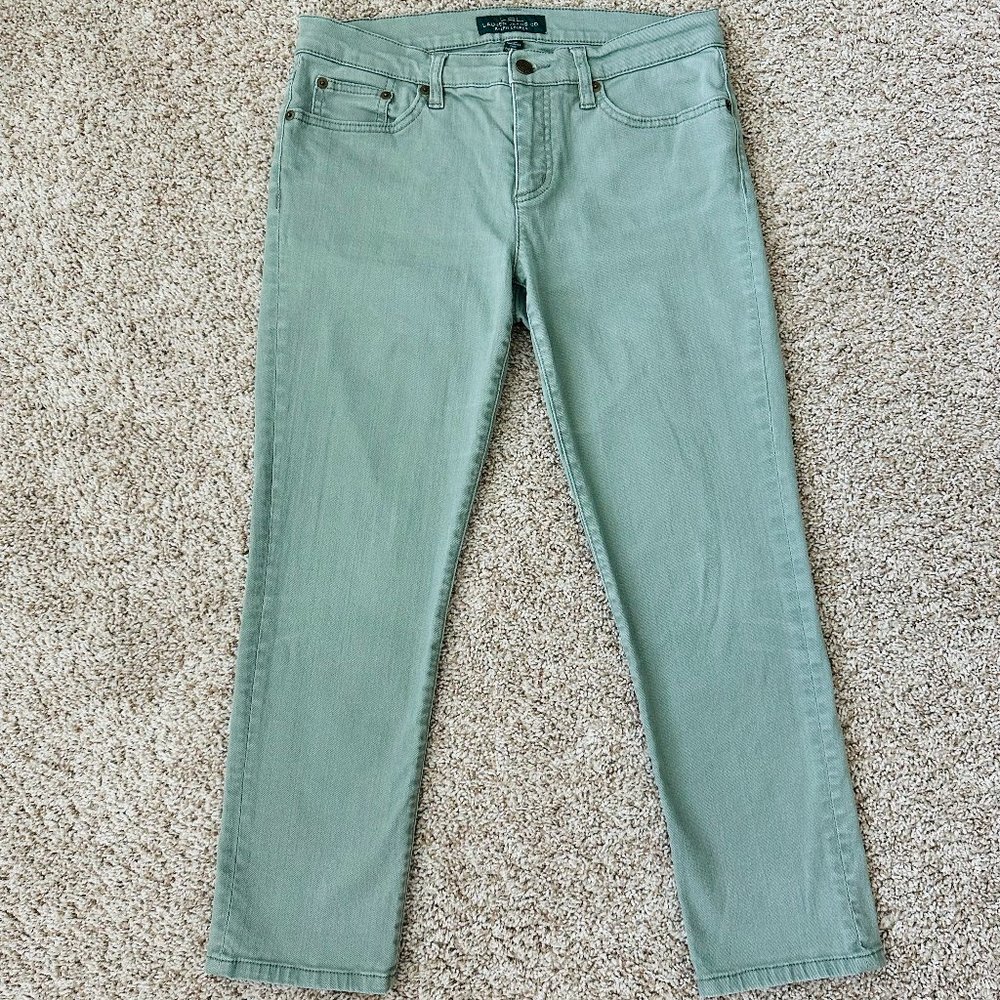 π LAUREN RALPH LAUREN Women Light Green Modern Straight Cropped Pants Sz 6 x25" - Picture 2 of 6